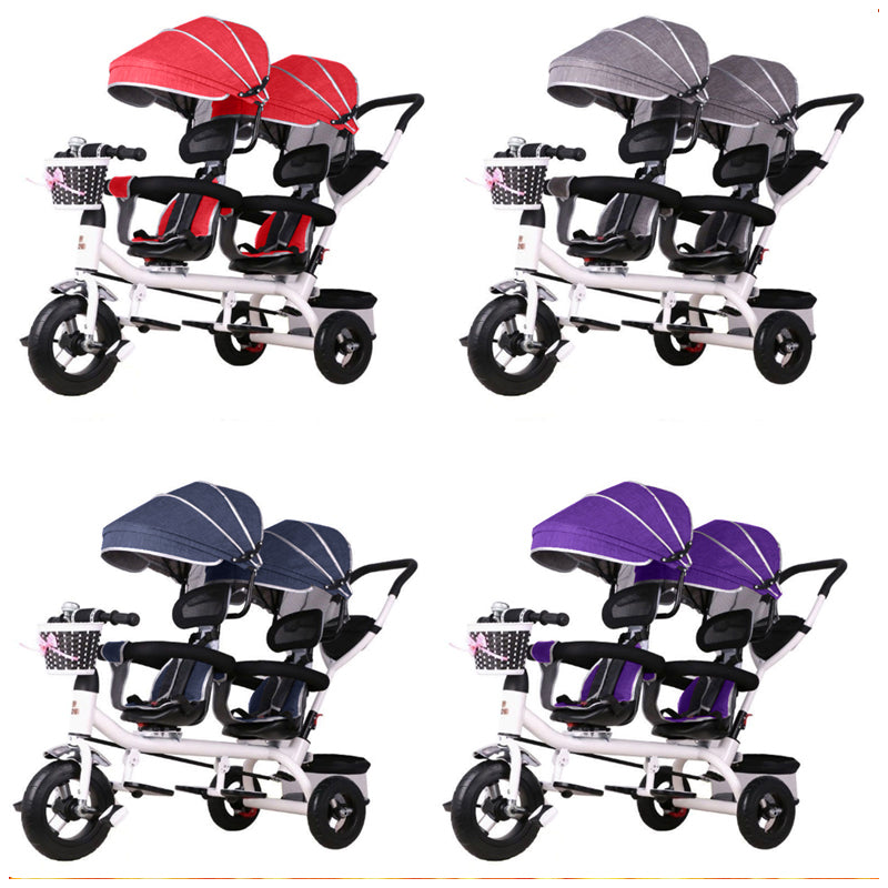 Children's Tandem Tricycle Double Seats Baby Bicycle Ride On Trike KTR2160